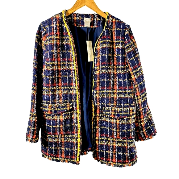 NWT Chico's Mid-length Tweed Open-Front Petite Jacket Size 8-10P / Small - Picture 3 of 13
